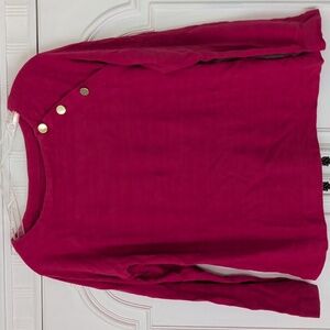 Stylish Pink Long Sleeve Top with Gold Buttons